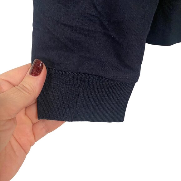 Theory Easy Rib Lightweight Hoodie in Space Knit Luxe Navy Blue Size S - Picture 3 of 8